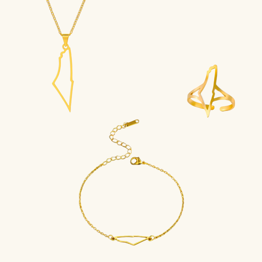 lot de cartes de la Palestine en or 18 carats