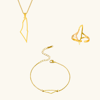 lot de cartes de la Palestine en or 18 carats