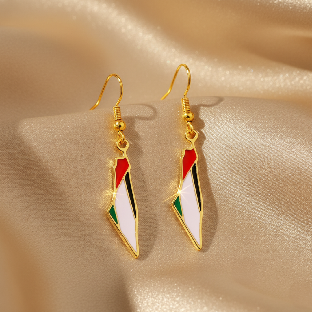 Boucles d'oreilles Carte de la Palestine Qamar