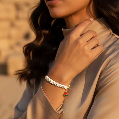 Bracelet en perles d'or Qamar Palestine