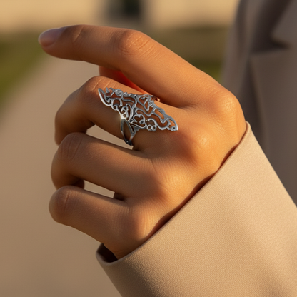 Bague en carte calligraphiée Palestine Qamar