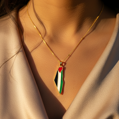 Collier Carte de la Fierté de Palestine Qamar