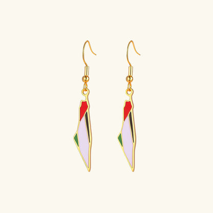 Boucles d'oreilles Carte de la Palestine Qamar