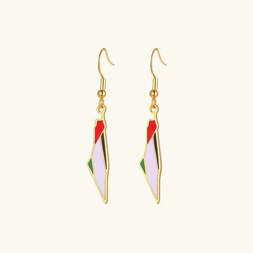 Boucles d'oreilles Carte de la Palestine Qamar