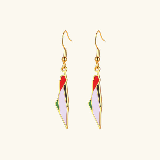 Boucles d'oreilles Carte de la Palestine Qamar